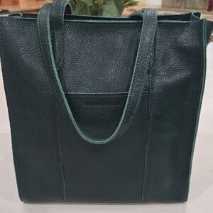 Elegant Forrest Green North South Lola Leather Tote